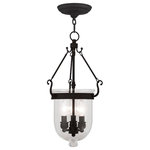 Livex Lighting - Jefferson Chain-Hang Light, Black - Carrying the vision of rich opulence, the Jefferson has evolved through times remaining a focal point of richness and affluence. From visions of old time class to modern day elegance, the bell jar remains a favorite in several settings of the home. Using hand blown clear glass...the possibilities are endless to find a piece that matches your desired personality and vision.