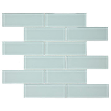 Mosaic Linear Glass Tile 2 x 6 Flooring for Pools and Walls, Turquoise