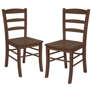 Winsome Benjamin 18"H Ladder Back Solid Wood Dining Chair in Walnut (Set of 2)