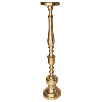 Megara Pillar Candle Stand, Aluminum Gold, Large