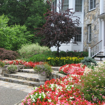 Front Entry Way Porch Garden Beds and Driveway