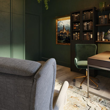 Hogwarts-Inspired Study with Deep Green Walls, Limassol, Cyprus