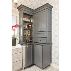 Preston Door Style Finished in Willow Large Cove and Ogee Fascia Moulding - Bathroom Cabinets
