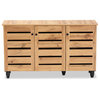 Gisela Modern Oak Brown Finished Wood 3-Door Shoe Storage Cabinet