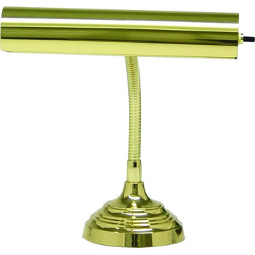 Desk/Piano Lamp 10" Gooseneck in Polished Brass