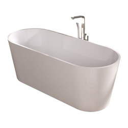 ADM Bathroom Design - ADM Rounded Freestanding Bathtub, White, 66.9" - Bathtubs