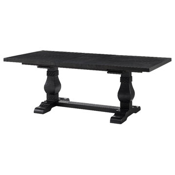 Martin Svensson Home Napa Solid Wood Black Trestle Table w/Extendable Leaf