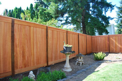 Cedar fence with trim boards