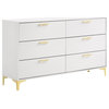 Coaster Kendall 6-drawer Contemporary Wood Dresser with Metal Base in White