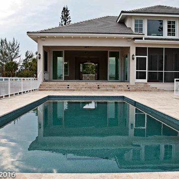 Elevated pool supported by concrete piles