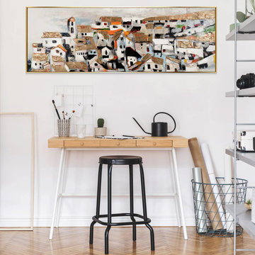 Framed artwork for living room "Solar Homes"
