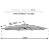 Universal Patio Umbrella Replacement Canopy for 10ft 8 Ribs Offset Umbrellas, Ta