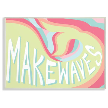 The Kids Room Make Waves Groovy Mermaid Typography Wall Plaque Art, 13"x19"