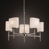 Fusion Union 5-Light Chandelier, Oval, Brushed Nickel, Opal Shade