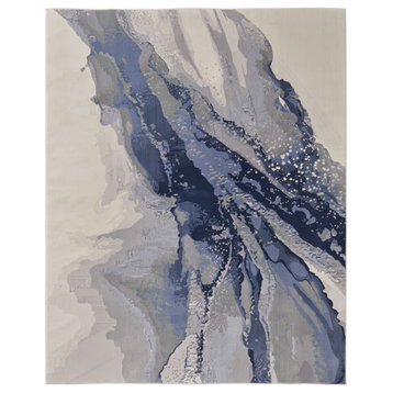 Takara Modern Abstract, Blue/Gray/Ivory, 7'9"x10' Area Rug