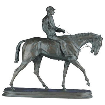 Sculpture EQUESTRIAN Lodge Jockey Boy Large Ebony Black Resin