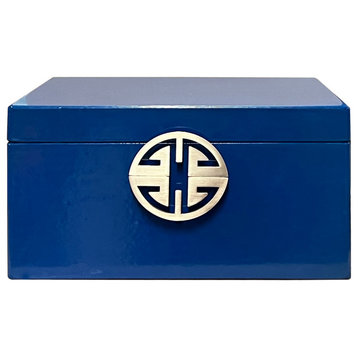 Oriental Round Hardware Royal Blue Rectangular Container Box Large Hws2888B
