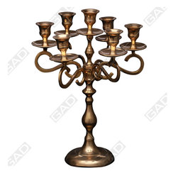 CANDLE STAND 7 LIGHT GOLD POLISHED - Candle Holders & Candelabra
