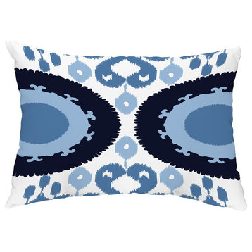 Boho 14"x20" Decorative Abstract Outdoor Throw Pillow, Navy Blue