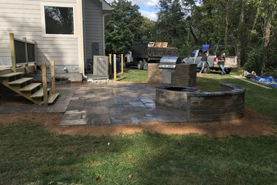 Fairfax, VA Pavers Patio with Seat Wall, Firepit and Outdoor Kitchen