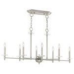 Livex Lighting - Livex Lighting Brushed Nickel 8-Light Linear Chandelier - Add an aura of sophistication and elegance with the Bancroft transitional linear chandelier. With the brushed nickel finish and clear crystal bobeche, it looks especially decadent. The Bancroft collection delivers an inspiring and upscale mood to a new or remodeled bath space.