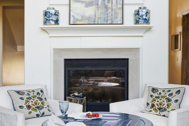 Example of a transitional living room design in Salt Lake City