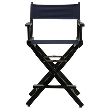 24" Director's Chair With Black Frame, Navy Blue Canvas