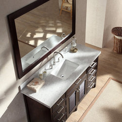 61 inch Cottage Single Sink Bathroom Vanity Set in Espresso Finish - Bathroom Vanities And Sink Consoles
