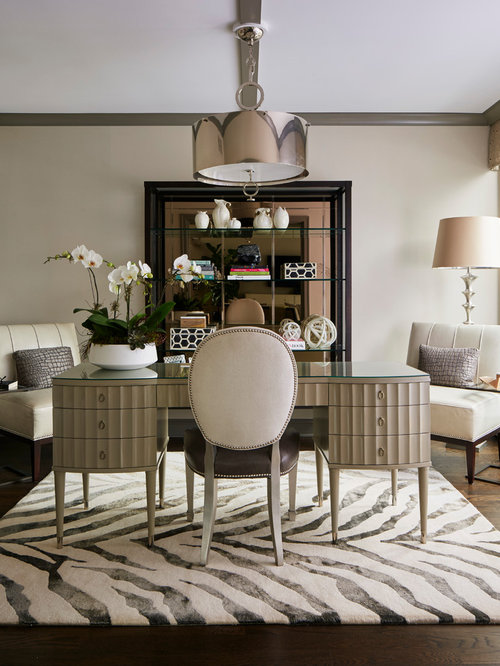 Home Office Design Ideas, Remodels & Photos with Beige Walls