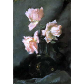 John La Farge Roses in a Vase, 18"x27" Wall Decal Print
