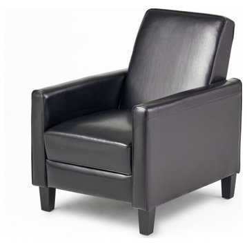 GDF Studio Hinus Indoor Upholstery Club Chair Recliner, Black Leather