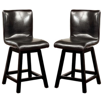 Set of 2 Counter Height Seating Chair, Black Finish