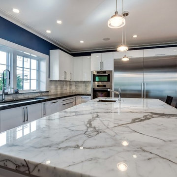 Kitchen and Fireplace, Marble and Granite