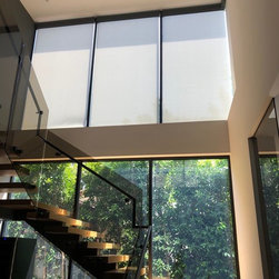 High Ceiling Modern Design with Roller Shades - Roller Shades