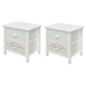 Vidaxl Bedside Cabinets Wood Set Of 2 Coastal Nightstands And Bedside Tables By Vida Xl International B V Houzz Uk