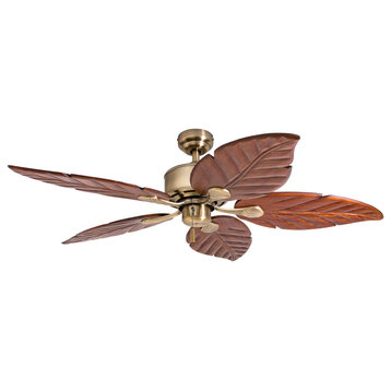 Honeywell Willow View Tropical Ceiling Fan With Palm Leaf Blades, 52", Brass