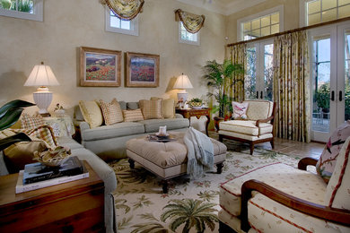 Example of a classic family room design in Boston