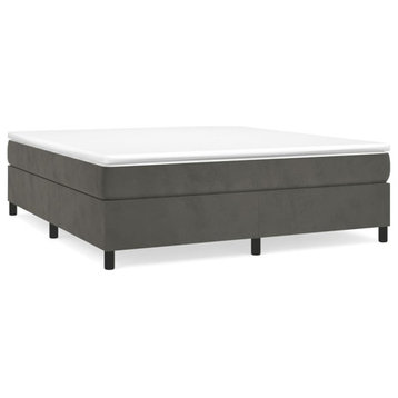 vidaXL Bed Frame Upholstered Bedroom Furniture Dark Gray 76"x79.9" King Velvet