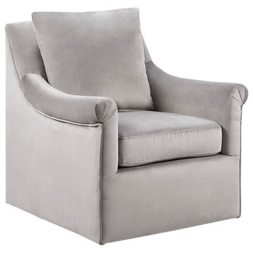 Madison Park Deanna Curved Arm Velvet Swival Chair, Grey