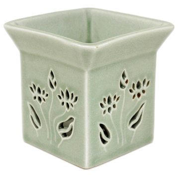 Lotus Garden Ceramic Clay Oil Warmer