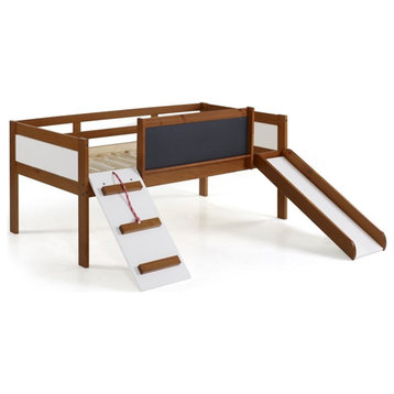 Donco Kids Art Play Junior Twin Solid Wood Low Loft Bed in Espresso