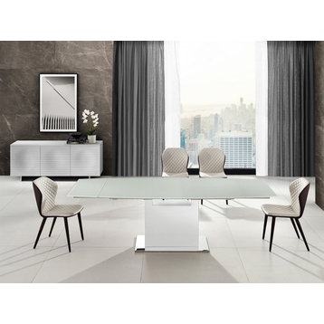 Olivia Manual Dining Table with White Base and White Top