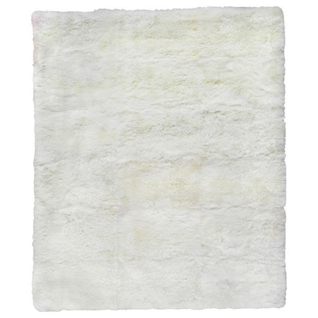 Sheepskin Shag Wool Ivory Area Rug, 9'6"x13'6"