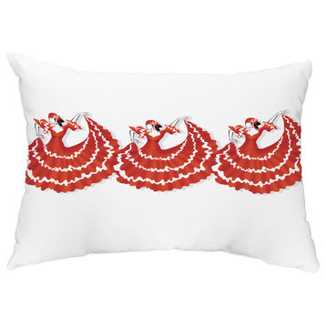 3 Cuban Dancers 14"x20" Abstract Decorative Outdoor Pillow, Red Orange