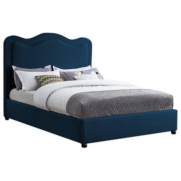 Felix Linen Upholstered Bed, Navy, Queen