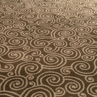 Medium sized traditional enclosed home cinema in Other with blue walls, carpet and a projector screen.