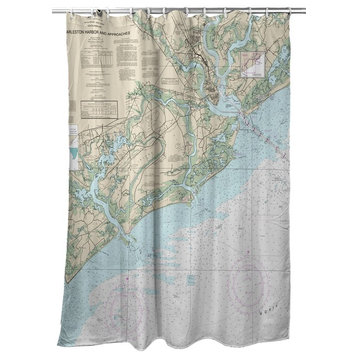 Betsy Drake Charleston Harbor and Approaches, SC Nautical Map Shower Curtain