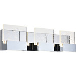 Elegant Lighting - Elegant Lighting Pollux 3 Light 22" Royal Cut Crystal LED Vanity Light in Chrome - Immerse yourself in the beautiful Pollux 3-light wall lamp in a sleek chrome finish. The intrigue of the light shining and highlighting the clear square plate make it seem as if the entire fixture is glittering and will have you and your guests gazing in awe. The chrome finish backplate reflecting the detailing looks as if a night sky dotted with dozens of these celestial objects. The wall lamp will surely shine brightly in your home, guiding you to your location. and highlighting its surrounding area.