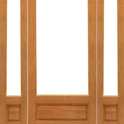 Prehung 1-lite-P/B Patio Brazilian Mahogany Wood 1 Panel IG Glass Sidelights Doo - Front Doors