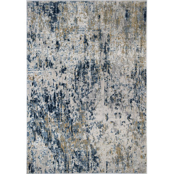 Astor Gold Foil Transitional Abstract Area Rug, 5'3"x7'